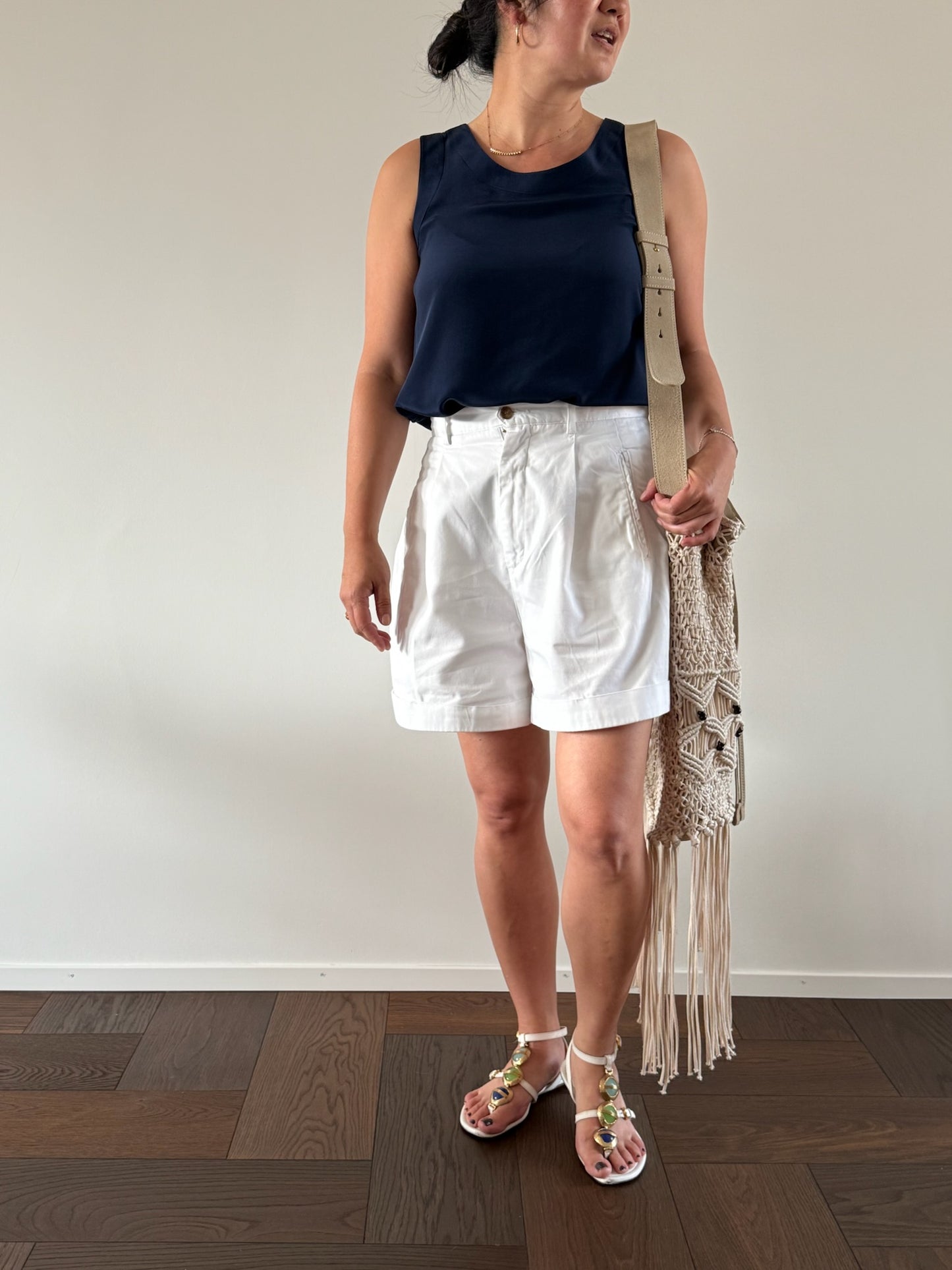 VINTAGE Silk Navy Top