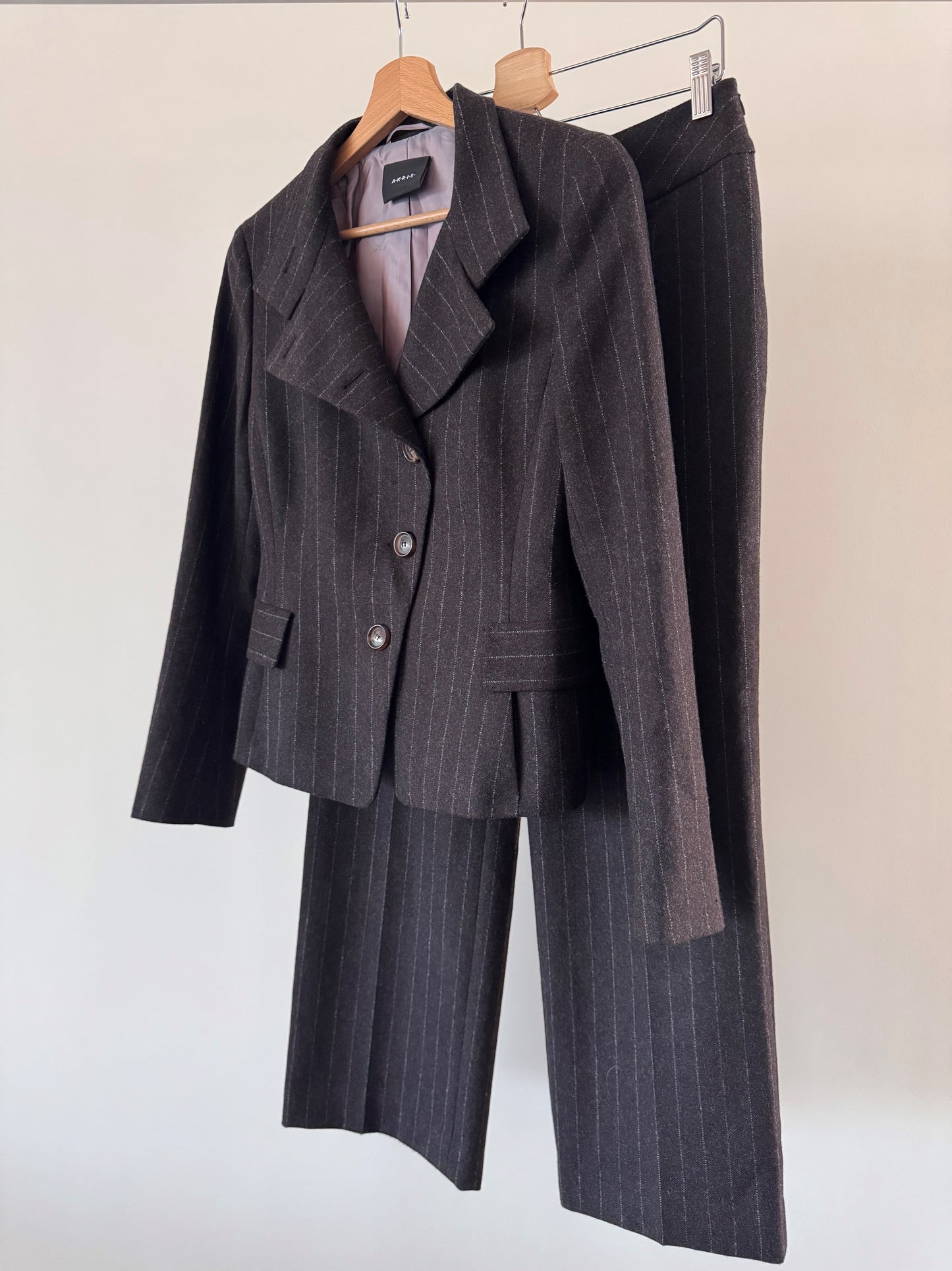 AKRIS Wool Pinstriped Pant Suit