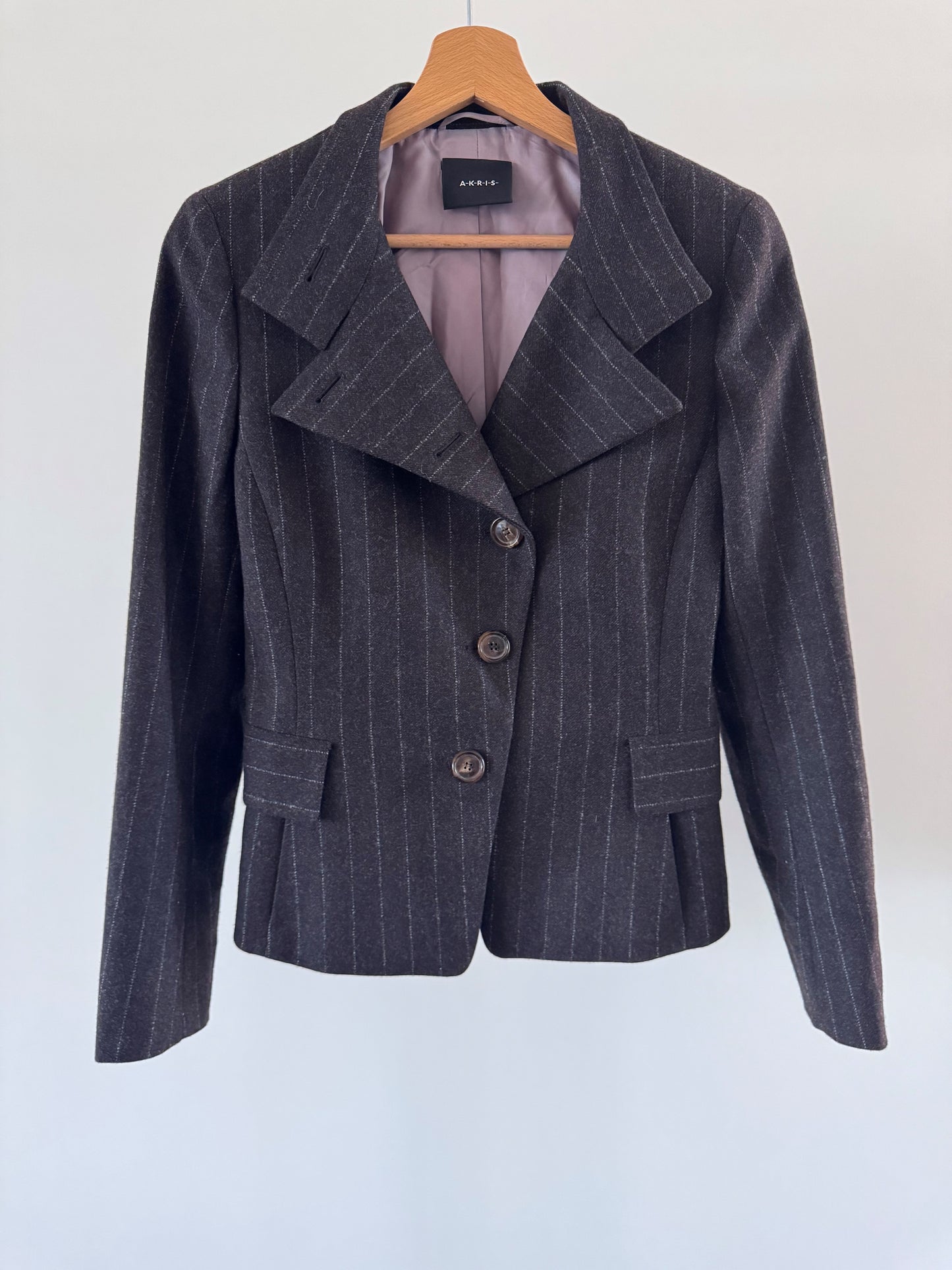 AKRIS Wool Pinstriped Pant Suit