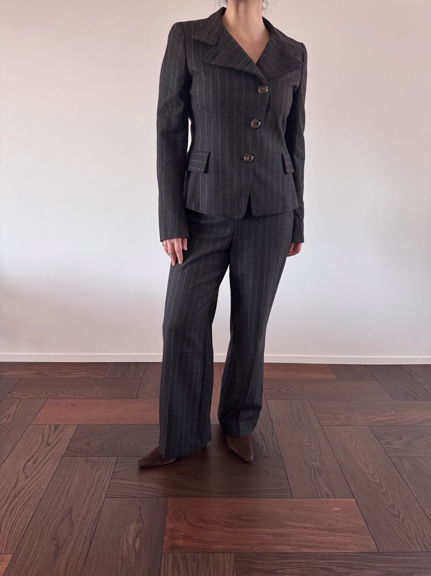 AKRIS Wool Pinstriped Pant Suit