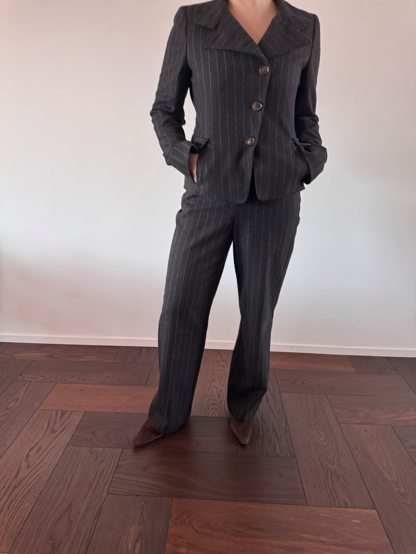 AKRIS Wool Pinstriped Pant Suit
