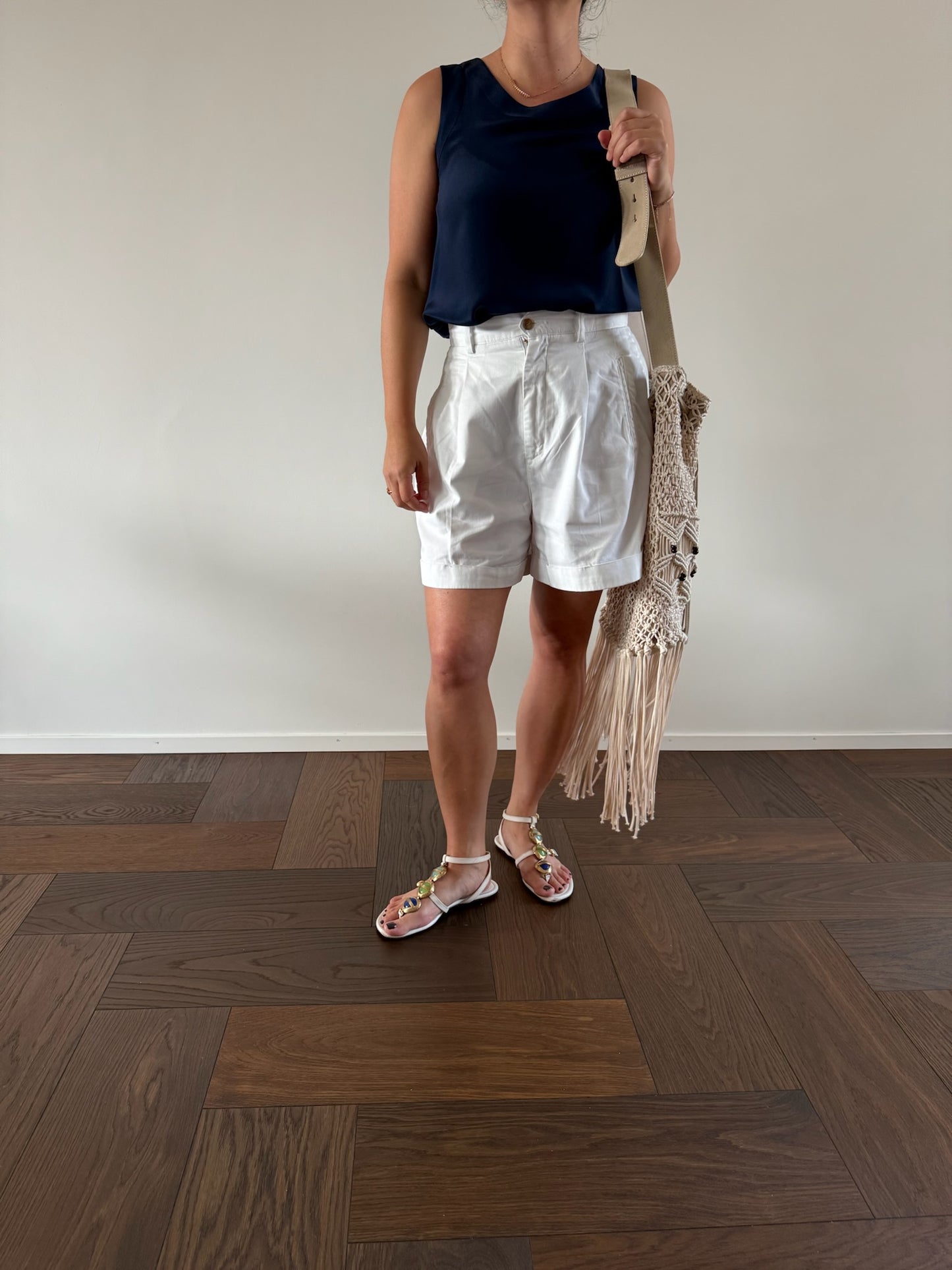 VINTAGE Silk Navy Top
