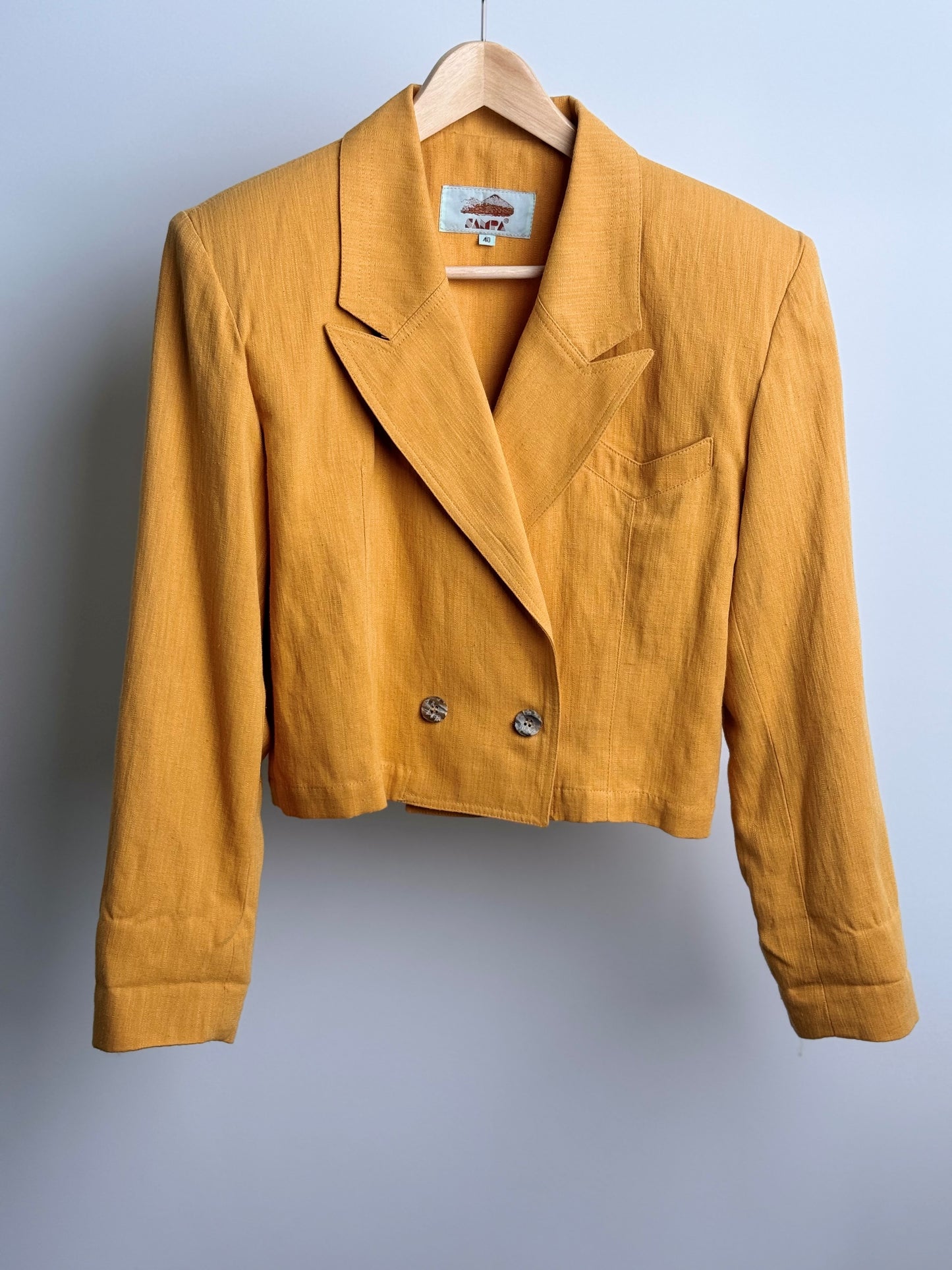VINTAGE Linen Cropped Blazer