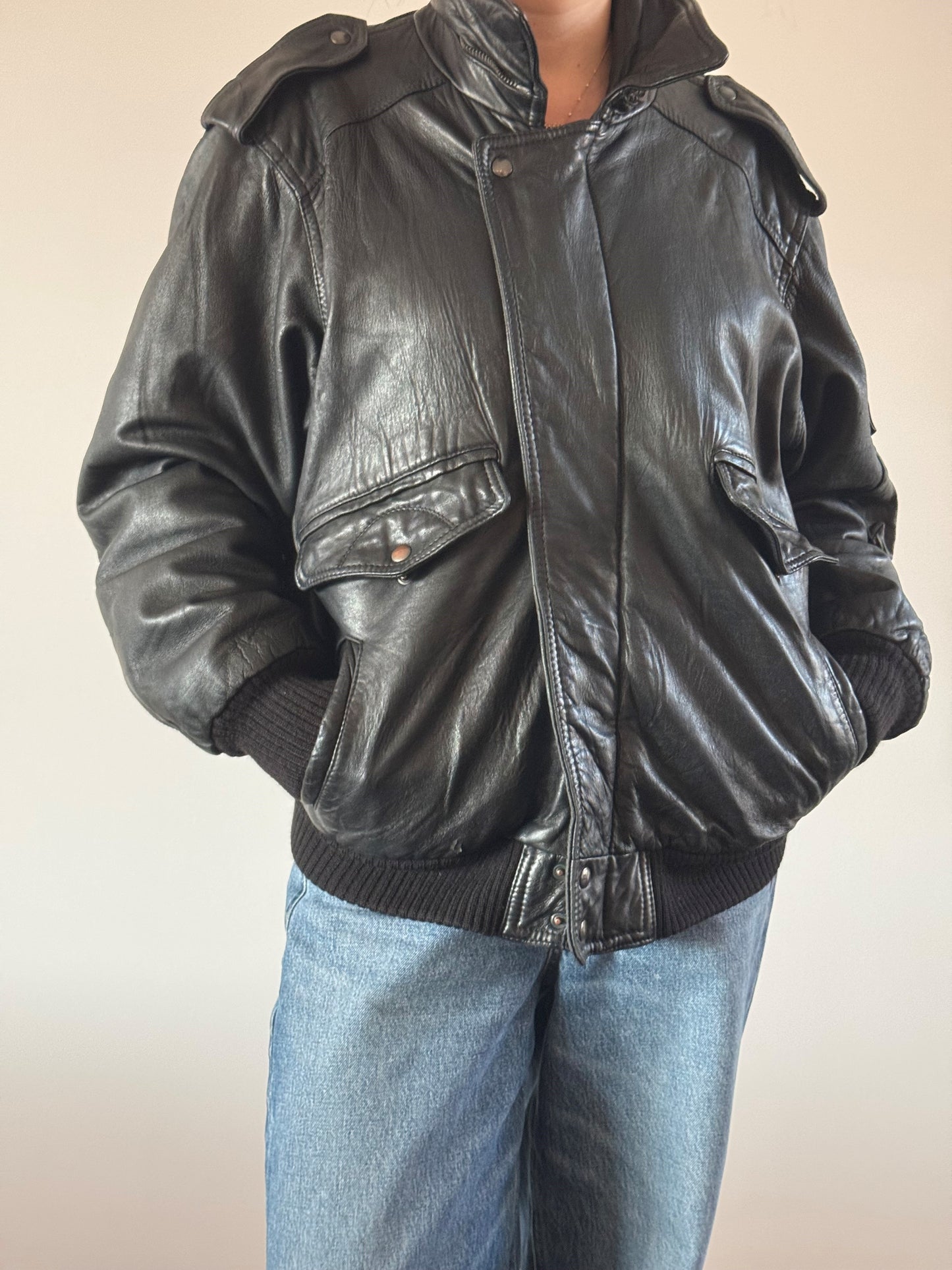 VINTAGE Leather Bomber Jacket