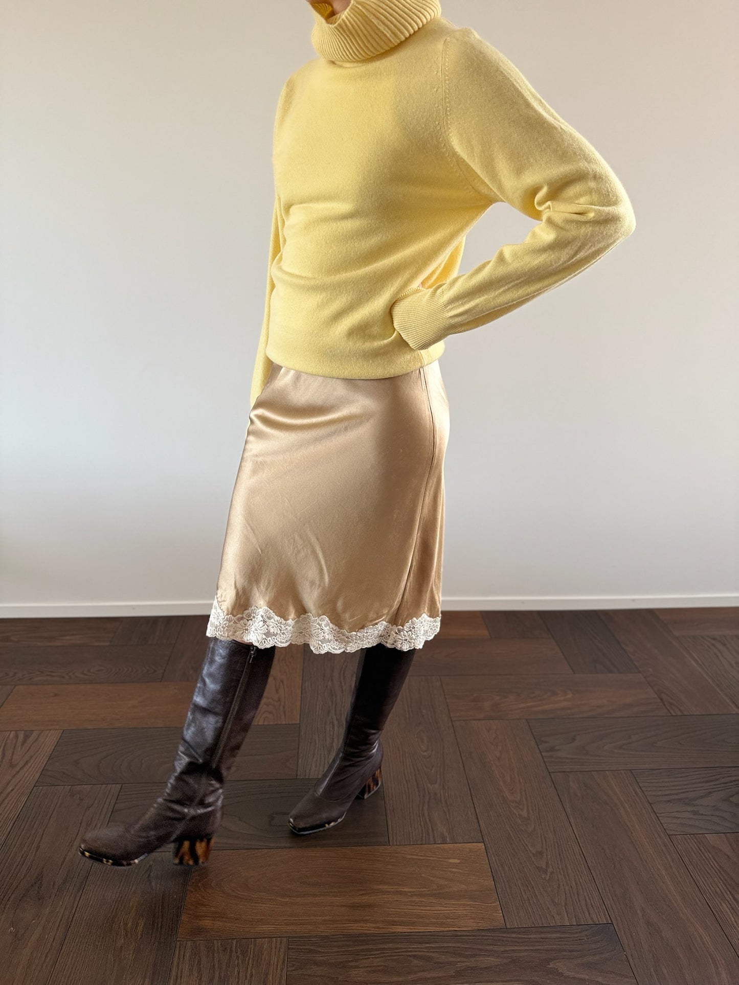 VINTAGE Morgan de Toi Silk Lace Slip Skirt
