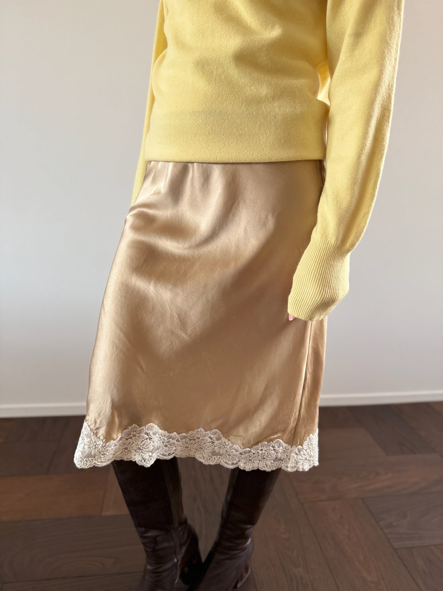 VINTAGE Morgan de Toi Silk Lace Slip Skirt