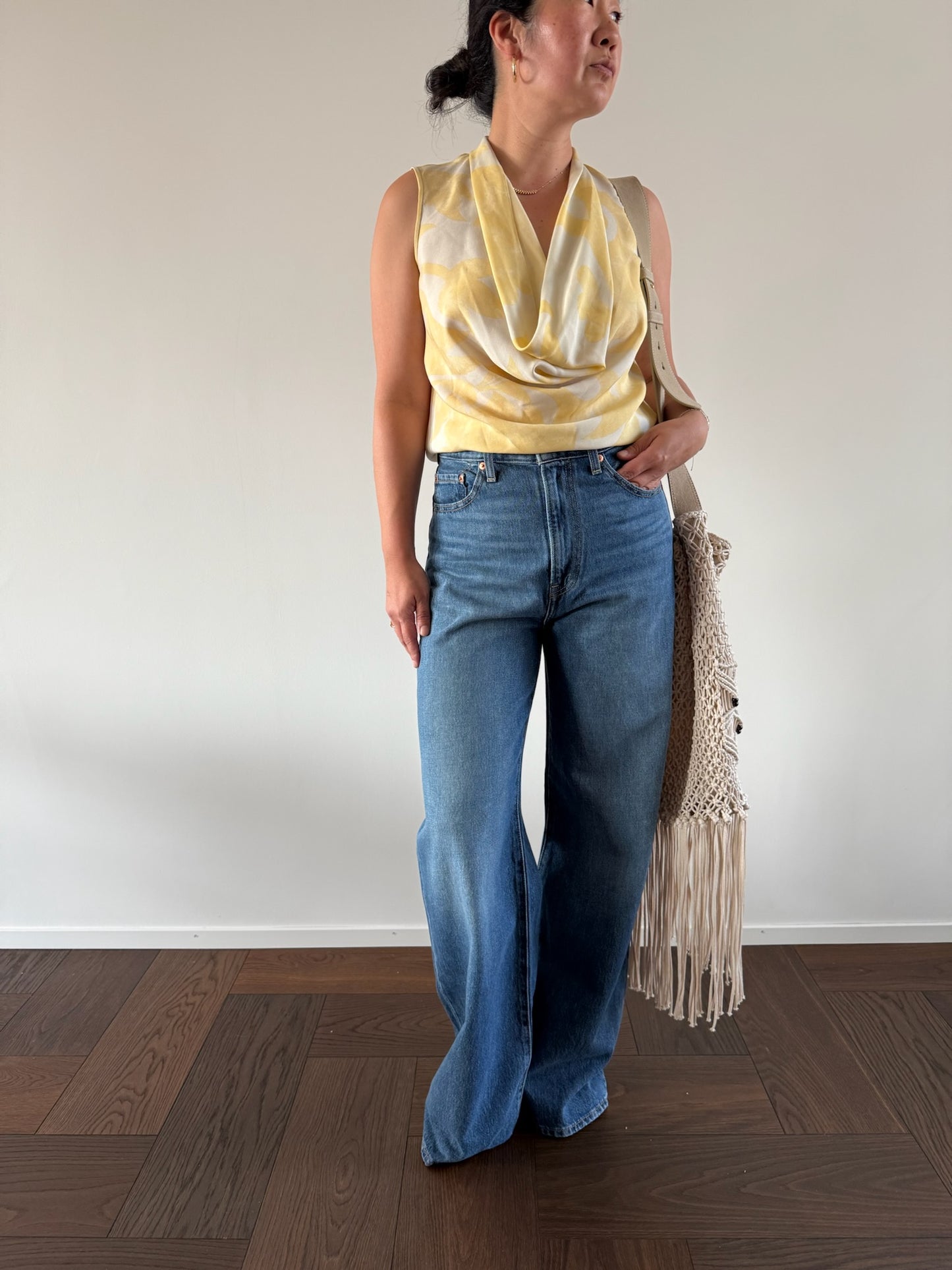 NOUVELLE COUTURE BY OSCAR ROM Silk Cowl Neck Top