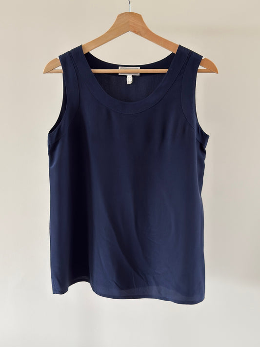 VINTAGE Silk Navy Top