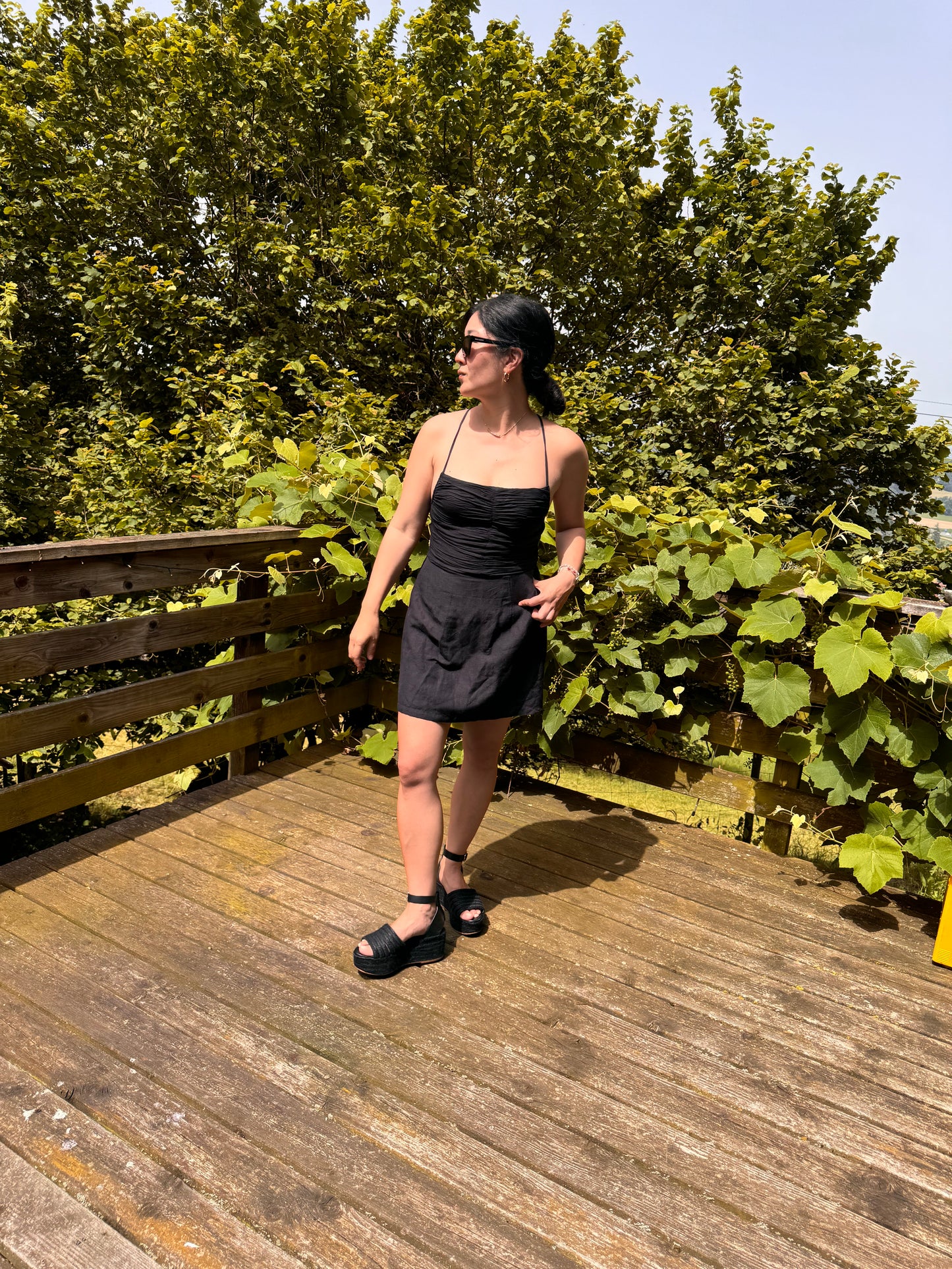 POSSE Linen Black Mini Dress
